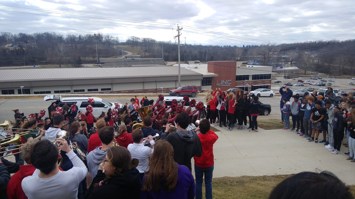 JeffCityHoops's tweet photo. Great send-off for the @LadyJayBBall team today as they head to the Final Four in Springfield. Great support from the student body today. Looking forward to watching the Lady Jays play tomorrow and Saturday! https://t.co/SlHetEqvhl