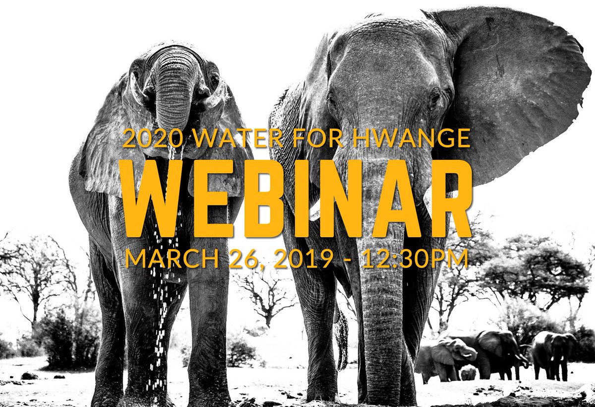 Water for Hwange Safari Webinar: Tuesday, March 26, 2019 - 12:30-1PM PDT We're excited to announce the second departure of our Water For Hwange Safari 2020! bit.ly/2TAXOUv #conservation #travel #safari #givingback #zimbabwe
