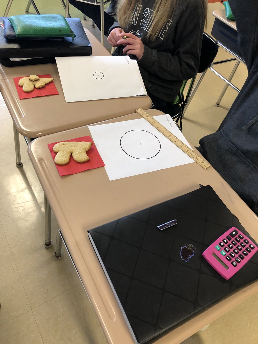 MissSeventhMath's tweet photo. Pi Day in 7th grade math! Students tried to get as close to pi as possible by dividing circumference by diameter! And enjoyed some pi-shaped cookies while working! #PiDay #ITeachMath thanks to Middle School Math Man for this TpT freebie!! https://t.co/GkTkITSY6o