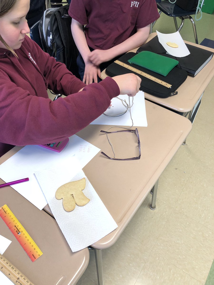 MissSeventhMath's tweet photo. Pi Day in 7th grade math! Students tried to get as close to pi as possible by dividing circumference by diameter! And enjoyed some pi-shaped cookies while working! #PiDay #ITeachMath thanks to Middle School Math Man for this TpT freebie!! https://t.co/GkTkITSY6o