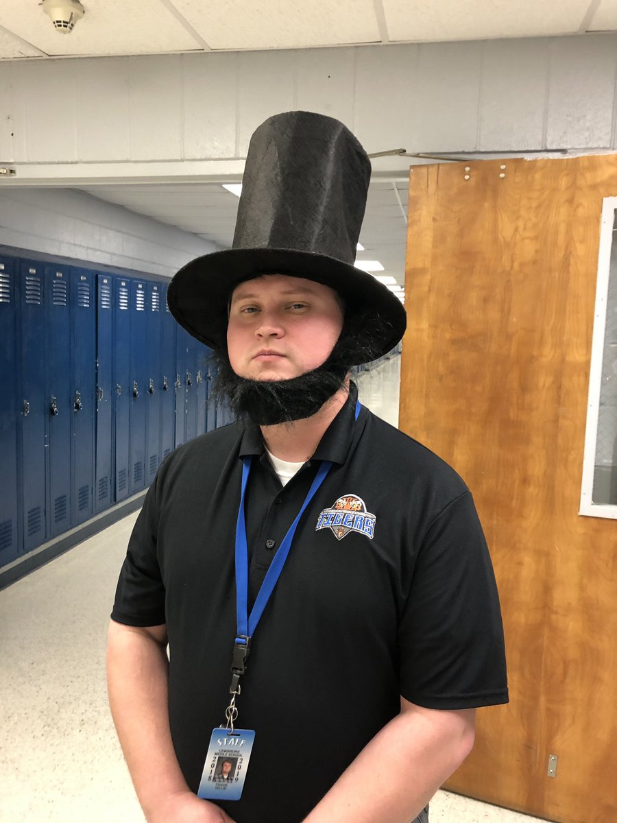 <a href="/lms_tigers/">LMS Tigers</a> had a visit from Abraham Lincoln today. Honest Abe talked talked to social studies students in their classes. We gave him a LMS polo shirt for stopping by. Thanks Abe!!!!