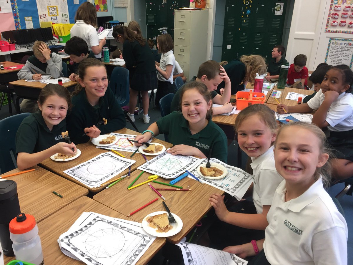 HolySpiritPrep's tweet photo. Happi #PiDay! 5th grade studied π today, and - naturally - ate some 🥧#deliciousmath https://t.co/yuopYcuCir
