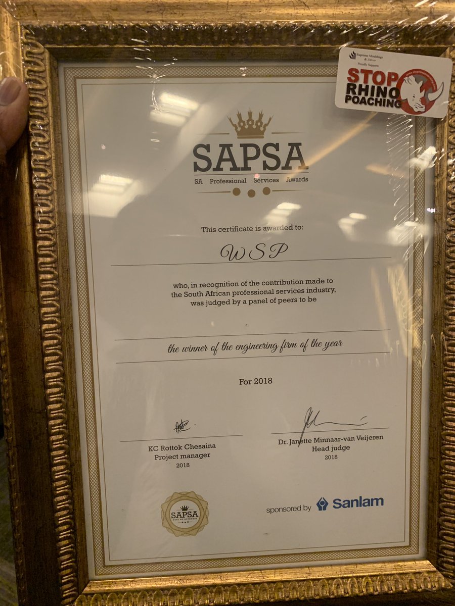 #sapsa WSP Engineering firm of the year. #Wsp
