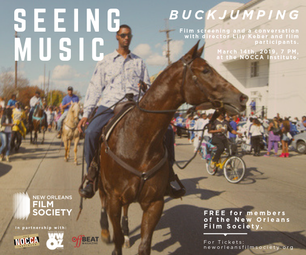 NOFS's tweet photo. Wowza! We are at capacity for the #Buckjumping screening tonight as a part of our ongoing series: #SeeingMusic.
There will be a rush line @NOCCA beginning at 7 PM and weโll release any available seats 10 mins. prior to show time.
@wwoz_neworleans @OffBeatMagazine https://t.co/hP34iPpluN
