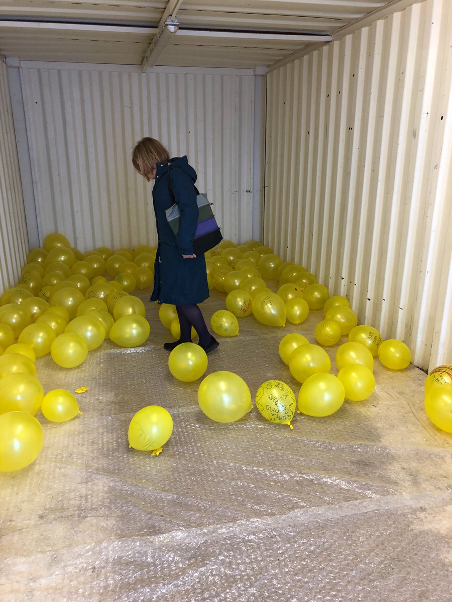 @SteveRothberg Andy Stephens @LboroFD Prof. Bob Allison & Prof. Marsha Meskimmon in LANDED: INTERACTION container during the opening today. One of the exhibits at #fineart @LboroAED @lborouniversity  LANDED exhibition Shirley Pearce Square. Thank you for joining us!