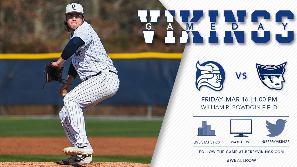 ⚾️ | GAMEDAY!

<a href="/BC_Baseball/">Berry College Baseball</a> continues the weekend against Marietta today at 1:00 PM #WeAllRow #d3baseball 

📍 William R. Bowdoin Field | 1:00 PM
📺 berryvikings.com/links/srhinm