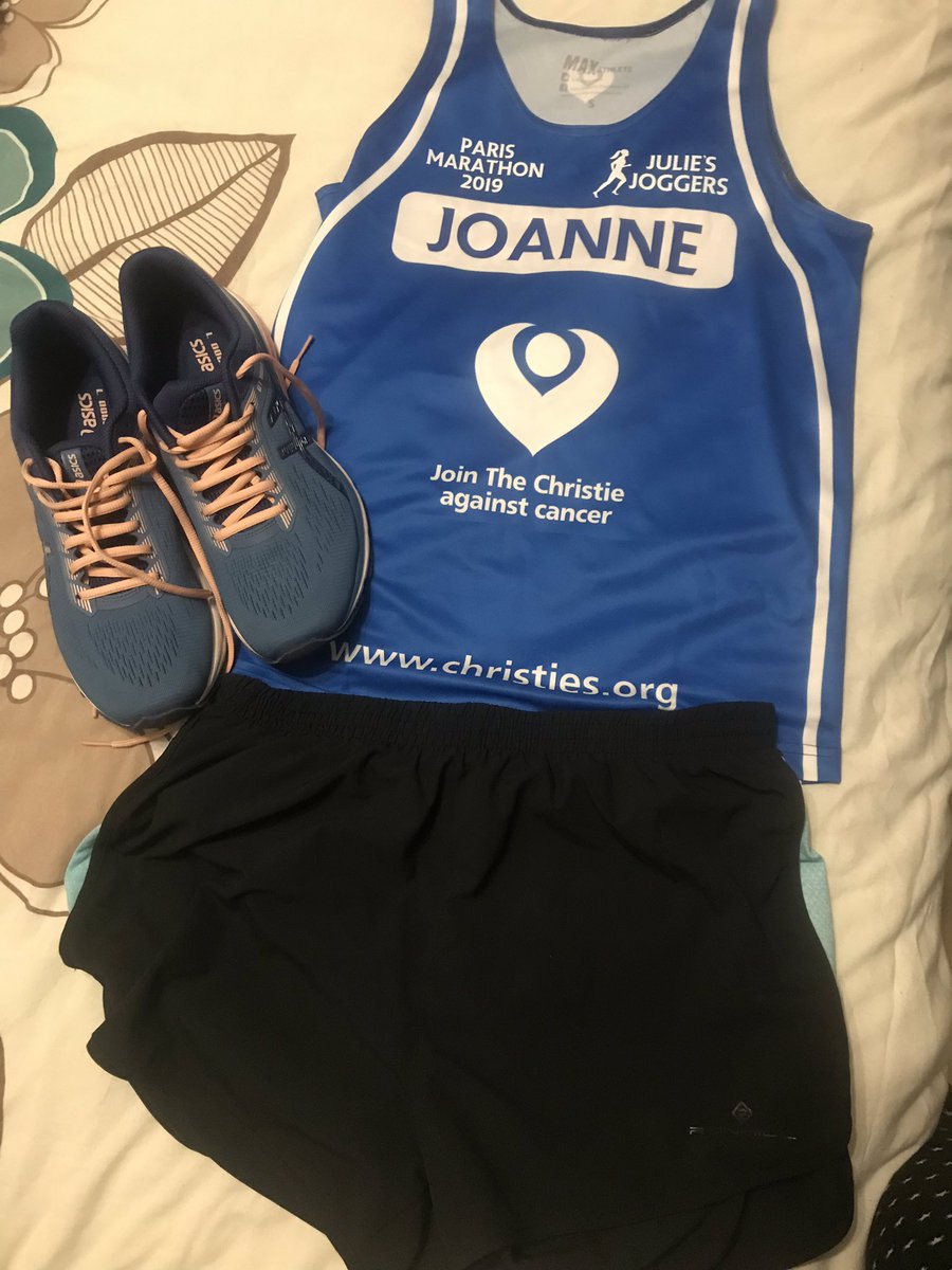 joplatt81's tweet photo. love my running vest for @parismarathon running for @TheChristie thanks to @embroidery_uk for printing my name and the @JB7Fitness logo! #juliesjoggersontour #1month2go #trainers✅ #asics #asicsfrontrunner2019 #shorts✅#ronhill #excited #dadilldomybesttomakeyouproud ✅ @w1ggan https://t.co/kmywhoGaF9