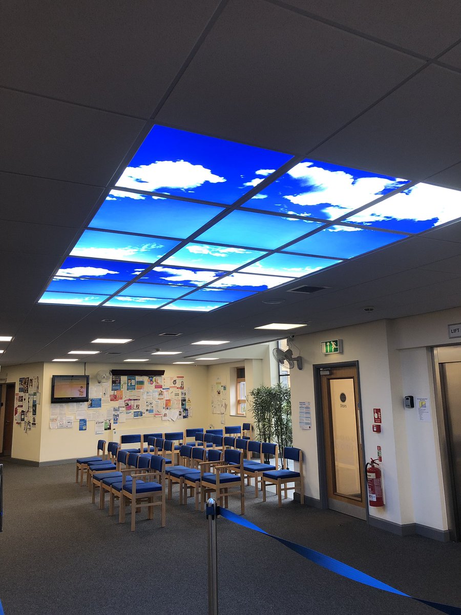 GJElectrical's tweet photo. Two different installs of sky tile scenes in #Kettering #nhs #lighting #led #skytile #design #architecture #northampton #hospital https://t.co/zdVCFHjFE8