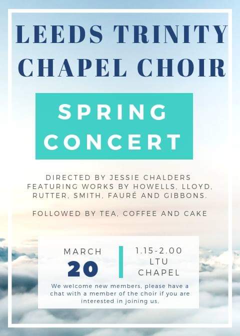 ChapelLeeds's tweet photo. It has been an exciting year at @ChapelLeeds! We welcomed our new student director @jesschalders &amp; lots of new singers! We have learnt a wealth of new music &amp; sung seven events! Come and support us next Wednesday at our Spring Concert! All are welcome! #choir #Leeds #concerts https://t.co/QvRtQlKvXt