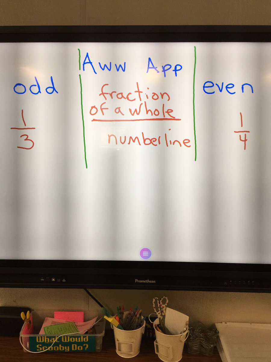 DeniseRCorona's tweet photo. Drawing fractions of a whole and on a number line using chrome books and aww app.@CarpElem #mathandtechnology #fraction https://t.co/I5sqksoTsf