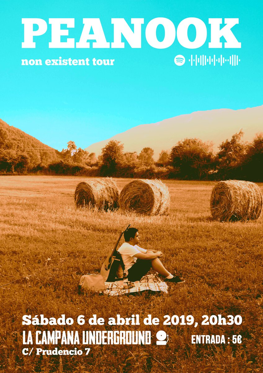 PeanookMusic's tweet photo. ¡Concierto a la vista! Sábado 6 de abril a las 20h30 en #LaCampanaUnderground. #IndieFolk y buen rollito. Entrada 5€. A modo de adelanto echadle una escucha a mi #EPDebut, hecho con el Garage Band de un iPad: https://t.co/SMESdmTig1 https://t.co/sGOxVUSTz2
