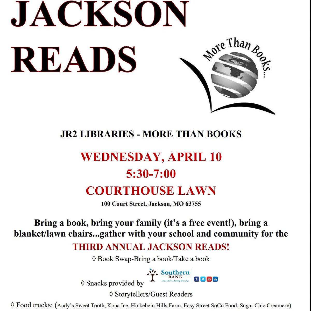 robincmasters's tweet photo. Mark your calendars! #jacksonreads #jr2proud #wearejackson #jr2libraries https://t.co/wwZszxqJ95