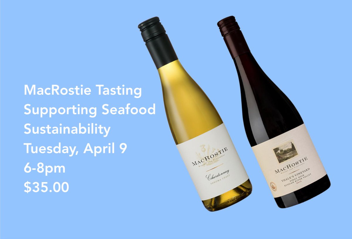 Join us Tuesday, April 9th for a @macrostiewinery tasting paired with @chefamyb's sustainable seafood bites supporting @beardfoundation #SmartCatch program! More information & tickets: eventbrite.com/e/macrostie-ta… ##JBFImpact