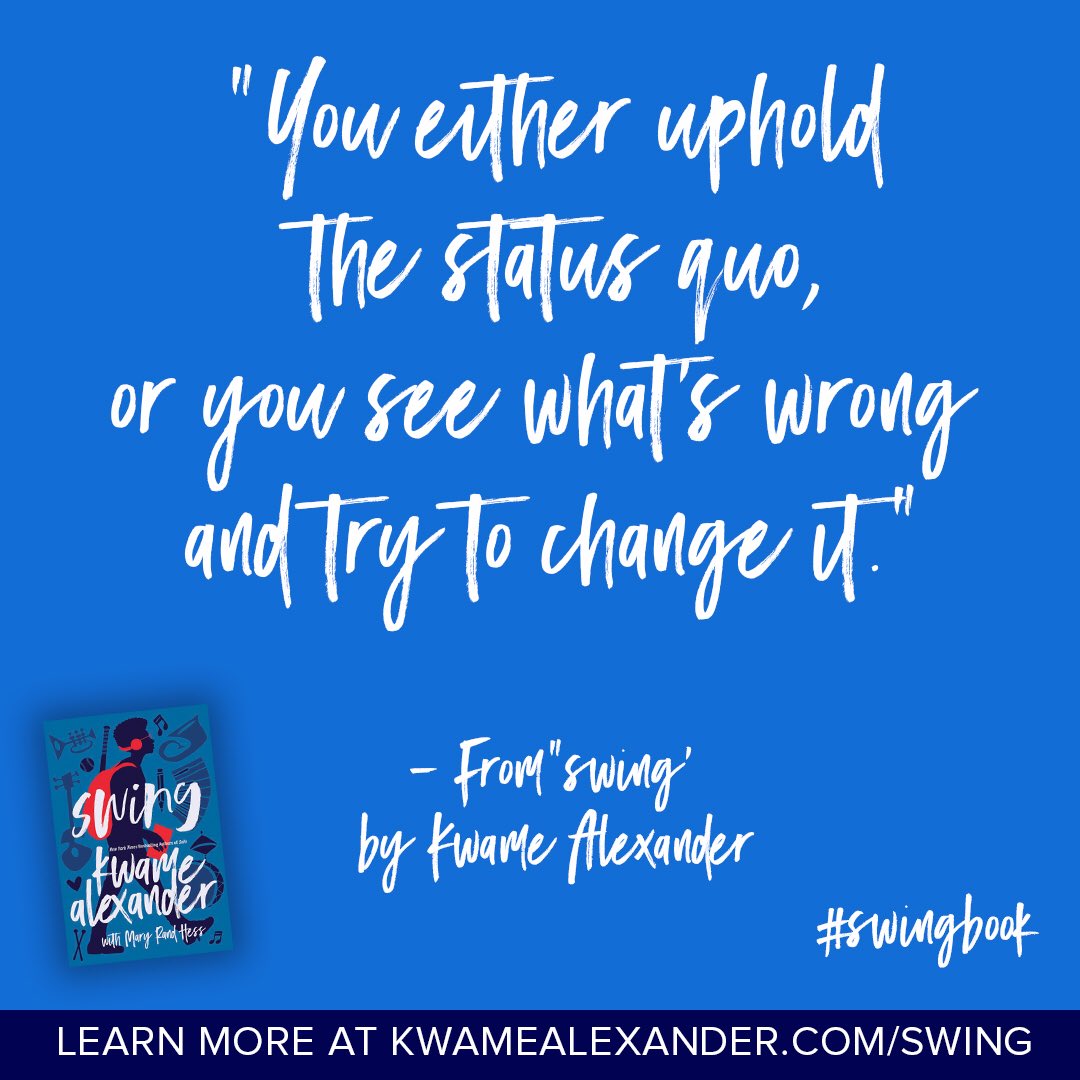 BlinkYABooks's tweet photo. #TBT to the release of #SWINGBook by @kwamealexander and @MaryRandHess. What is your favorite moment from this book? 🎧📚 https://t.co/D5IqdtYkKq
