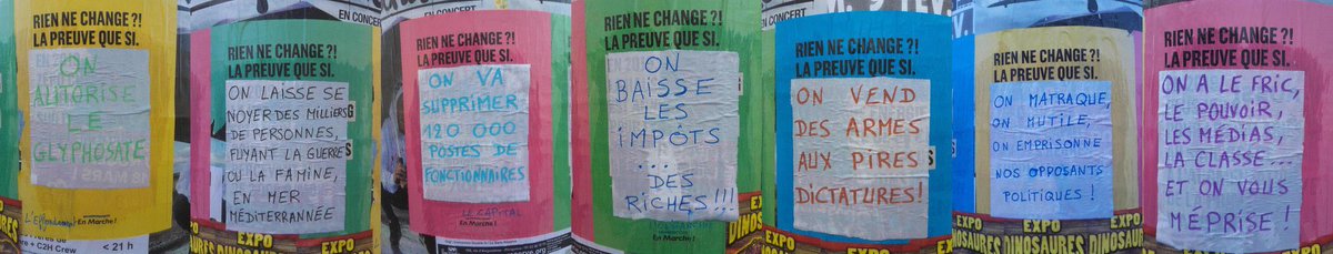 à Périgueux, la République en Marche a commencé sa campagne de propagande par affichage. C'est chouette, t'aimes pas ?