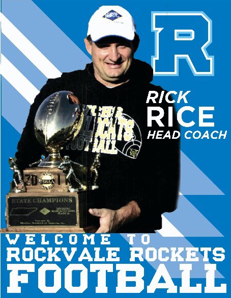 Rick Rice
Head Coach
* 33 years experience 
* 203-123 Head Coaching Record
* 10 Region Championships 
* 2011 TSSAA Class A State Champion 
* Coached 5 Mr. Football finalists &amp; 3 Mr. Football Winners
* 3 Sons Tyler, Austin &amp; Preston
* 2 Granddaughters Emmarie Jane, &amp; Rhemi-Anne