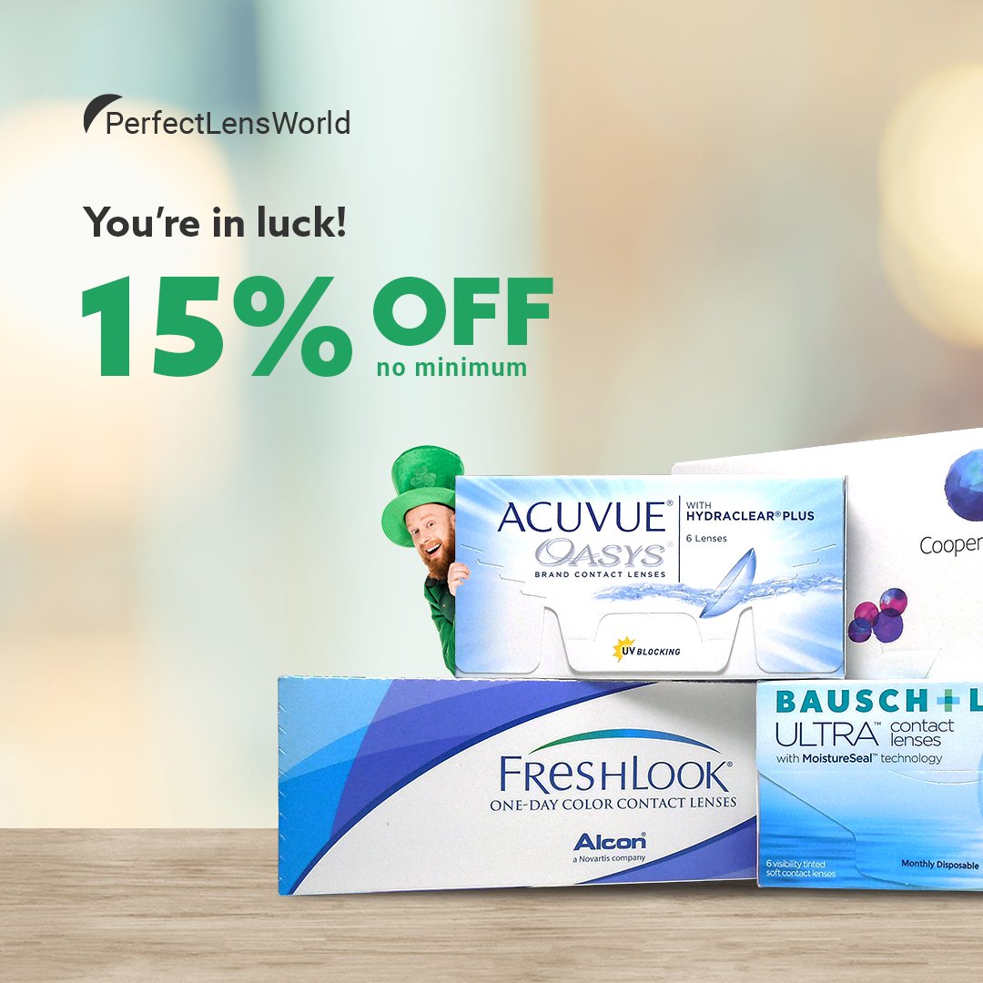 perfectlensUS's tweet photo. Save an extra 15% on contact lenses all week during our St. Patrick’s Day Special. Use code: GRNN ☘️
•
#ContactLenses #StPatricksDay https://t.co/Ox9sg5Mldx