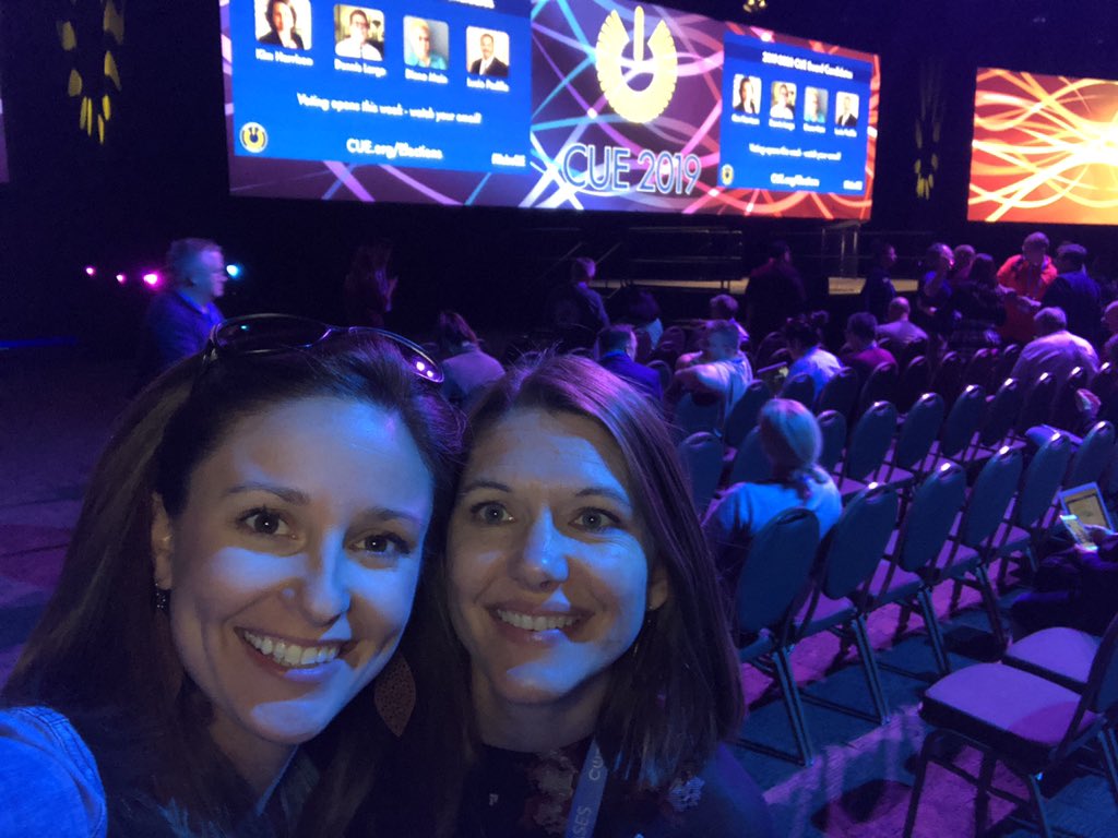 heidi_kniseley's tweet photo. Excited for the general session at our first CUE! @mrssteeledps #cue19 https://t.co/CUXOQBU46e