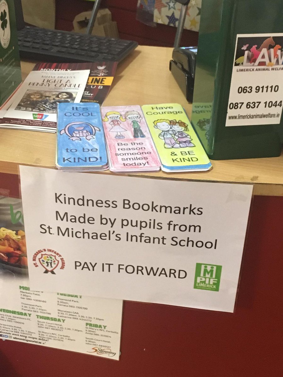 st_infants's tweet photo. @roisinmeaney will be visiting our school next week to meet our kindness committee who made the beautiful bookmarks that are available in @OMahonysBooks.We are so looking forward to the storytelling sessions.Míle buíochas Roisín❤
@PIF_Limerick #veryexcitedchildren #kindnessflag https://t.co/YbbV5F9trU