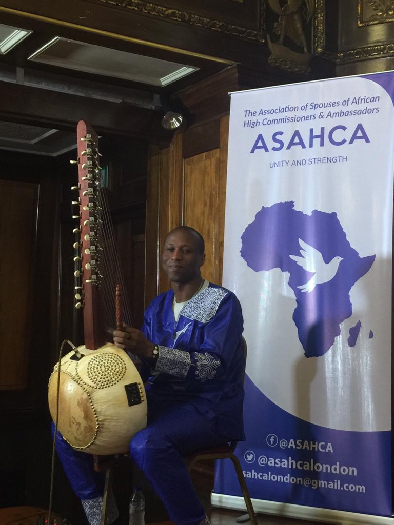 @KKsoundarchive gracefully playing the #Kora instrument at #ASAHCALondon #InternationalWomensDay program at South Africa High Commission #London