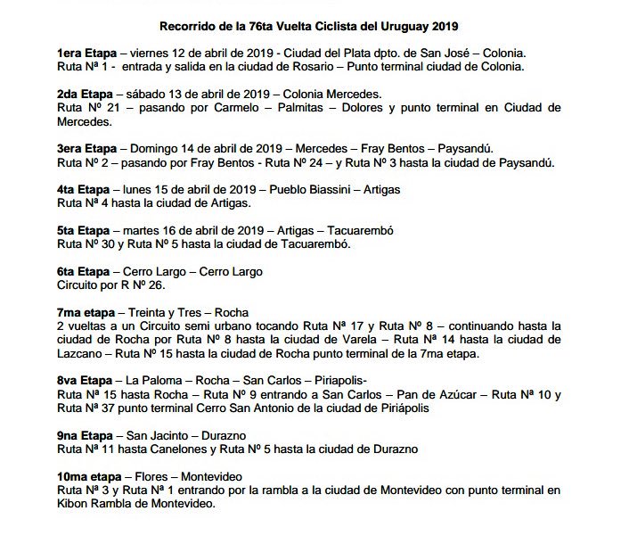 clubcfenix's tweet photo. Compartimos con ustedes el recorrido de la  Vuelta del Uruguay 2019 https://t.co/Wxiam9g2cs