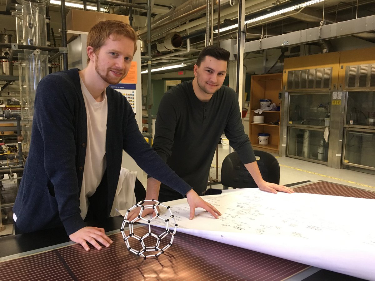 CatherineHarrop's tweet photo. They have a plan. They will build a bigger production facility for making #Fullerenes. What are fullerenes?Maybe the next most ubiquitously used material since plastic! #Canum Nano Materials - the next story in #NBIF finalists competing for big bucks. Tonight at 6 on CBC NB. https://t.co/58hkYq2iCq