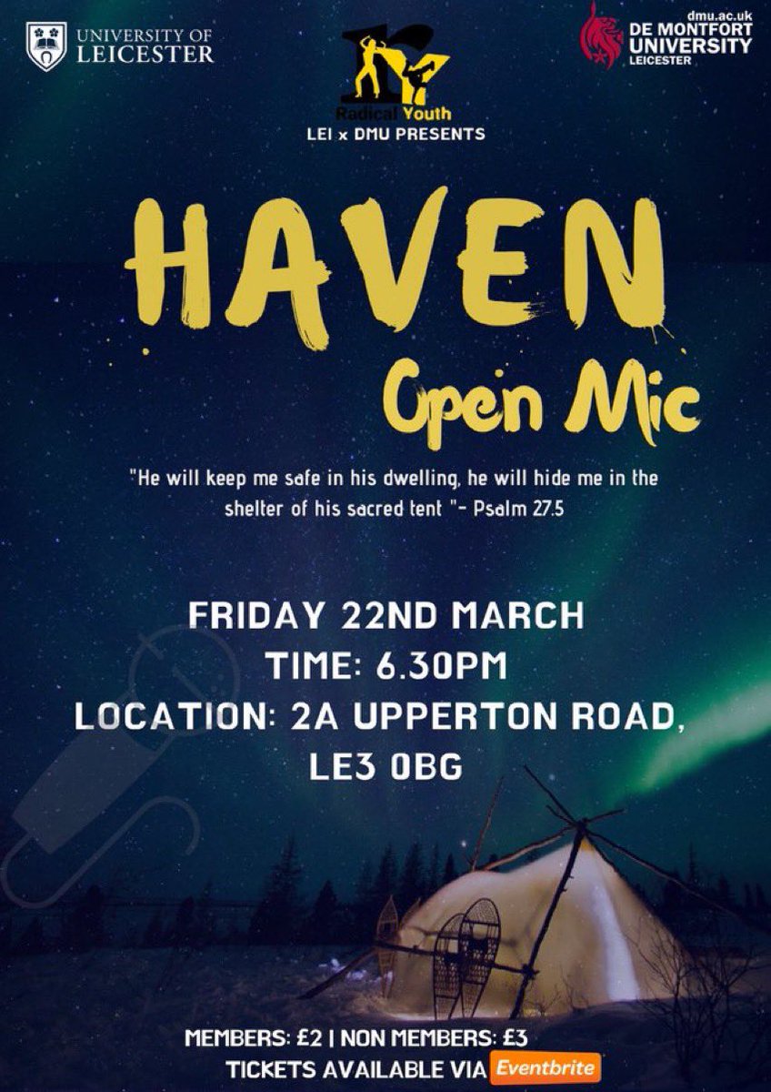 RY_DMU's tweet photo. Our annual Open Mic is coming up on Friday 22nd at 6.30pm! Save the date, you don't want to miss this! ✨ 

We've got an amazing lineup for you guys! 💃🏽

Members: £2
Non-Members: £3

Get your tickets now‼️
https://t.co/i5b0Vska39 https://t.co/ACeVLbJKdW