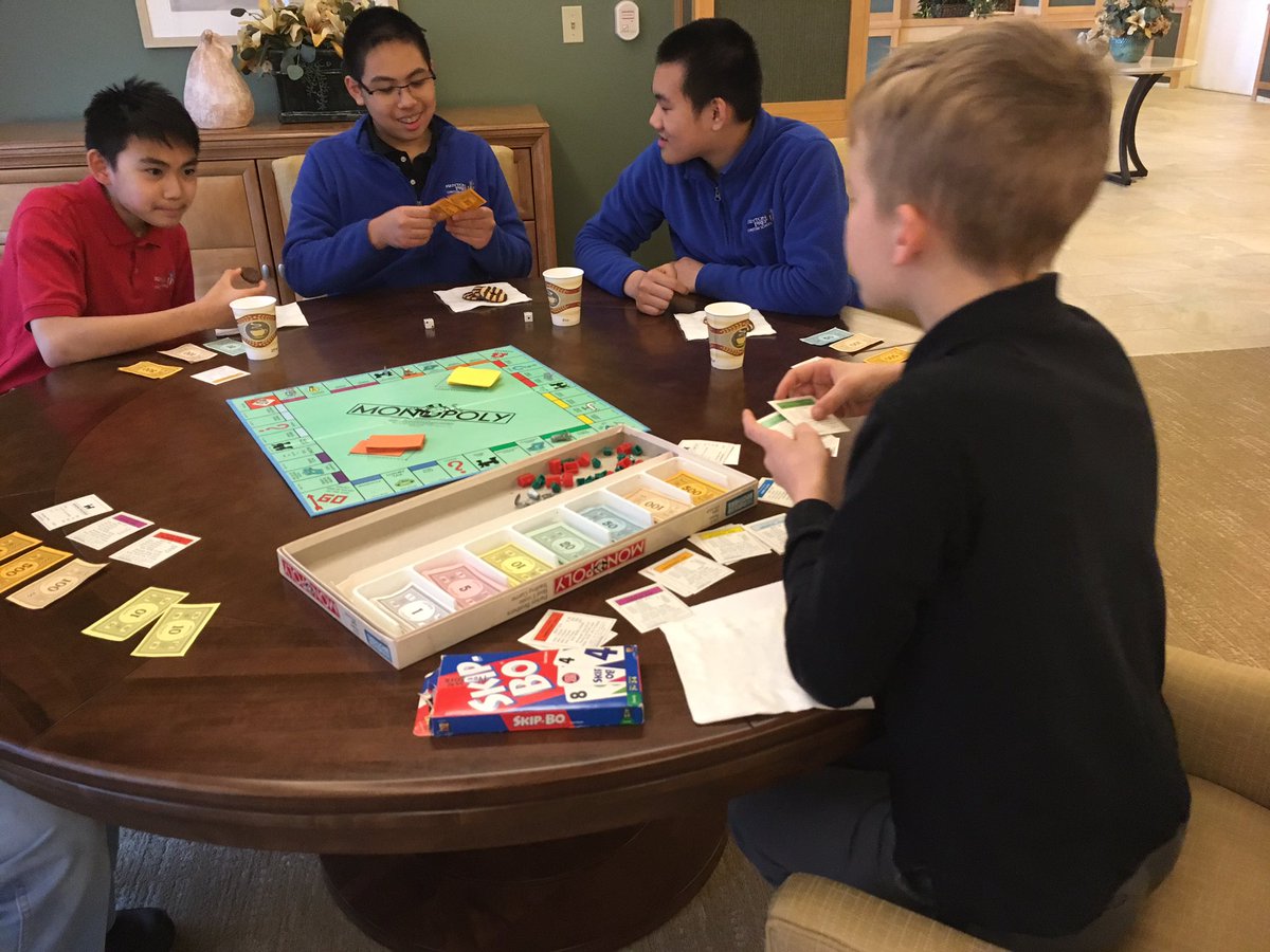 MrsRBarr's tweet photo. What a fun afternoon! Students spent time playing games with the residents at Merrill Gardens today. #RentonPrep #WEMovement  #MicrosoftEDU #MIEExpert https://t.co/wm1wGMnM82