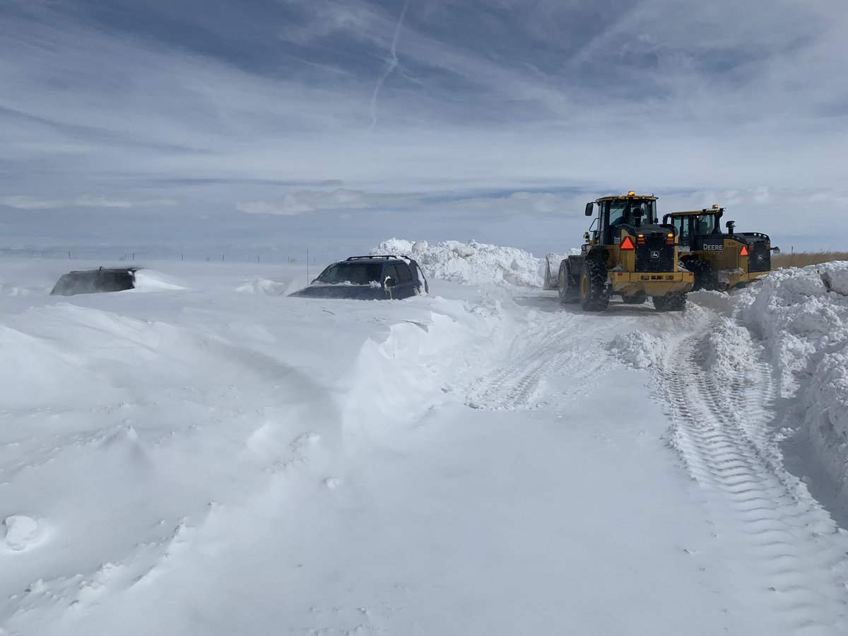 adamscountygov's tweet photo. This is 120th Ave between Tower and Imboden at 2:30 pm today. Please avoid it and 56th Ave. Our Public Works crews are going on 30 hours straight and abandoned vehicles great problems. These roads will likely be impassible in places throughout the night. #AdamsCo https://t.co/o4IZsU9E6L