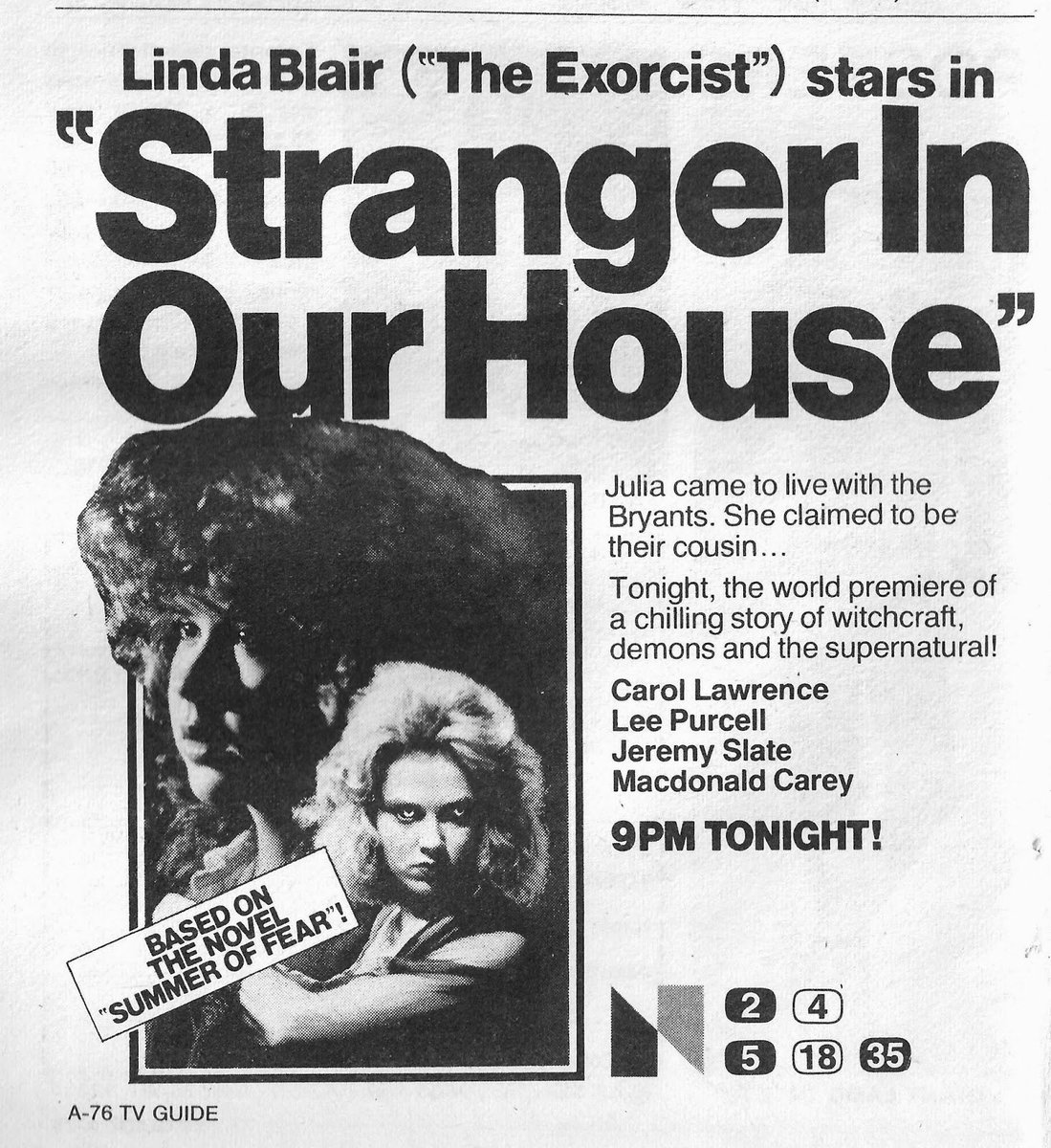 christophecouet's tweet photo. #LÉtéDeLaPeur (1978 - #StrangerInOurHouse aux USA / #SummerOfFear en Europe) de #WesCraven... jamais vu... je découvre en ce moment... bien fait, intriguant et efficace pour un téléfilm...Exploité en salle en Europe ! #Cinéma #LindaBlair https://t.co/Dnm8DULJTg