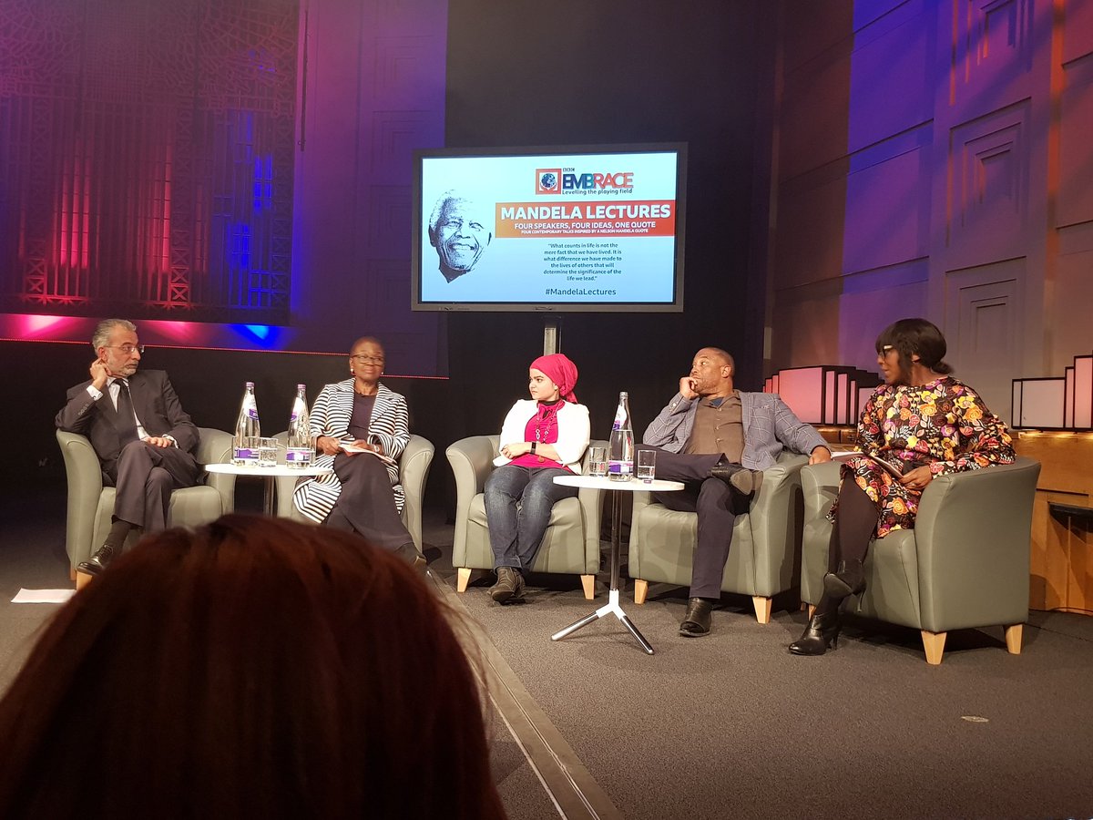 hemanssharon's tweet photo. Thought provoking debate in the BBC radio theatre on race in the UK with Imran Khan, Baroness Valerie Amos, Anoushe Husain and John Barnes #mandelalectures #bbcembrace https://t.co/8tUULPibJU