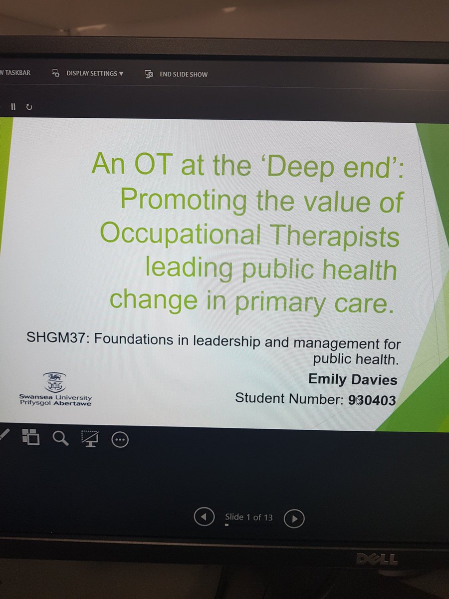 Promoting occupational therapists as great leaders in public health...  Driving change through innovation, use of OT skills and personal values #swanseauni #rcot #ABUHB
