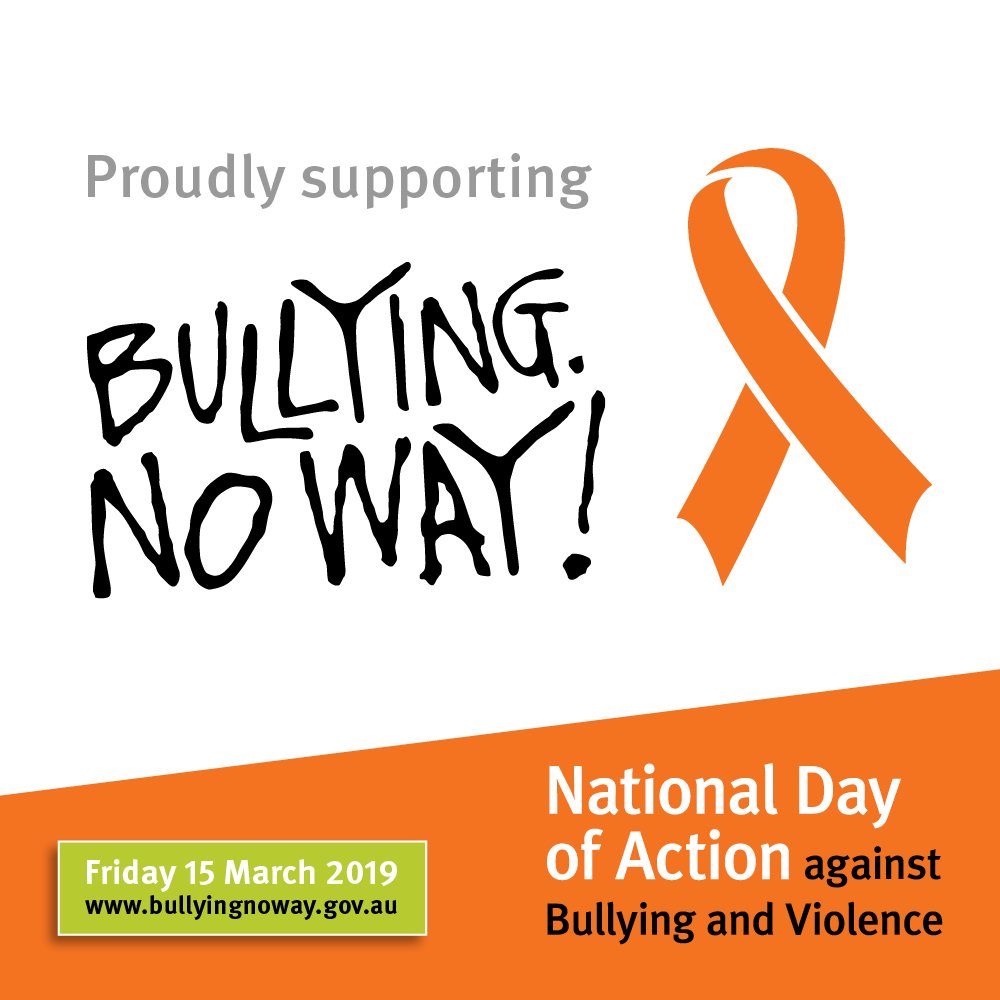 ruokanyday's tweet photo. Today is the National Day of Action against Bully and Violence. Today and everyday R U OK? says, "Bullying. No Way! #NDA2019 #TakeaStandTogether https://t.co/GsSgZYyzNB https://t.co/JJqRX0FsWN