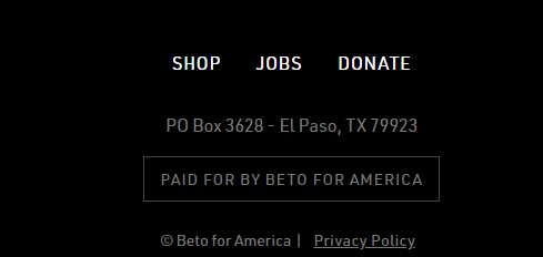 IAMFridayJones's tweet photo. @BetoORourke is another one that threw his hat in the ring with a website with zero platform.  No idea what his #ADOS policy will be - but you can leave your name or buy some ish https://t.co/NFETR96d0w