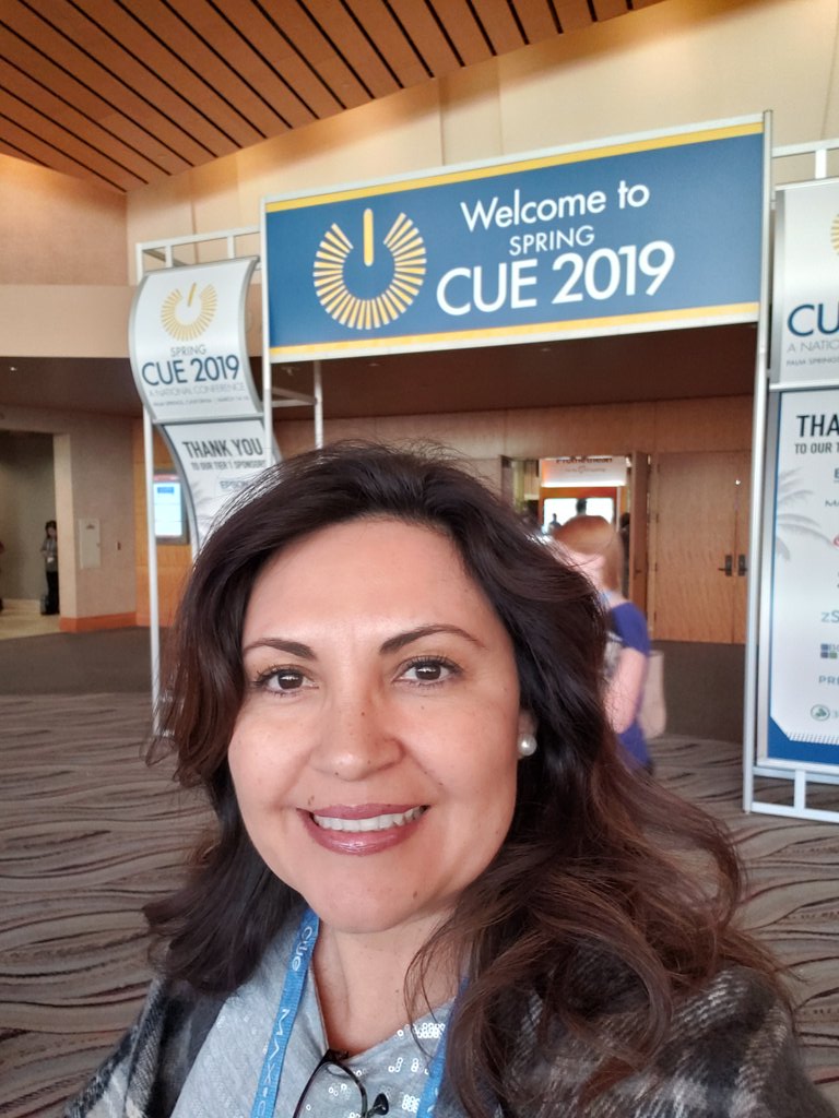 MrsMoraLit's tweet photo. I'm here! Shout out to @RaneySchool for the opportunity! So much to learn! #New2CUE #CUE19 #WeAreCUE #RaneyROCKs #CNUSDFutureReady https://t.co/57ha8jSnzN
