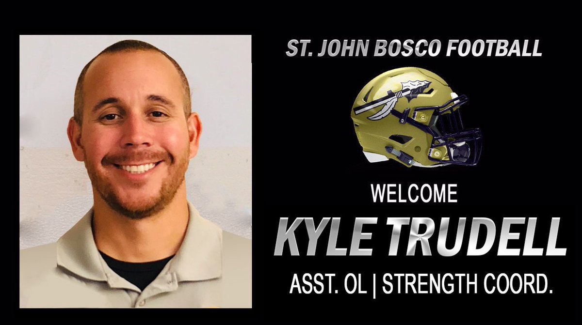 boscofootball's tweet photo. Welcome Coach Trudell to the Brave Nation Family!  Kyle Trudell, former HC at California HS, joins the Bosco staff in multiple capacities.   We are honored to have you join us coach! #BeGreat @coachtrud https://t.co/S9PBnCvdhI
