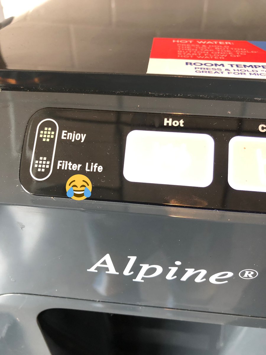 dacort's tweet image. Just realized this indicator on the water machine is not actually inspirational words. #filterlife
