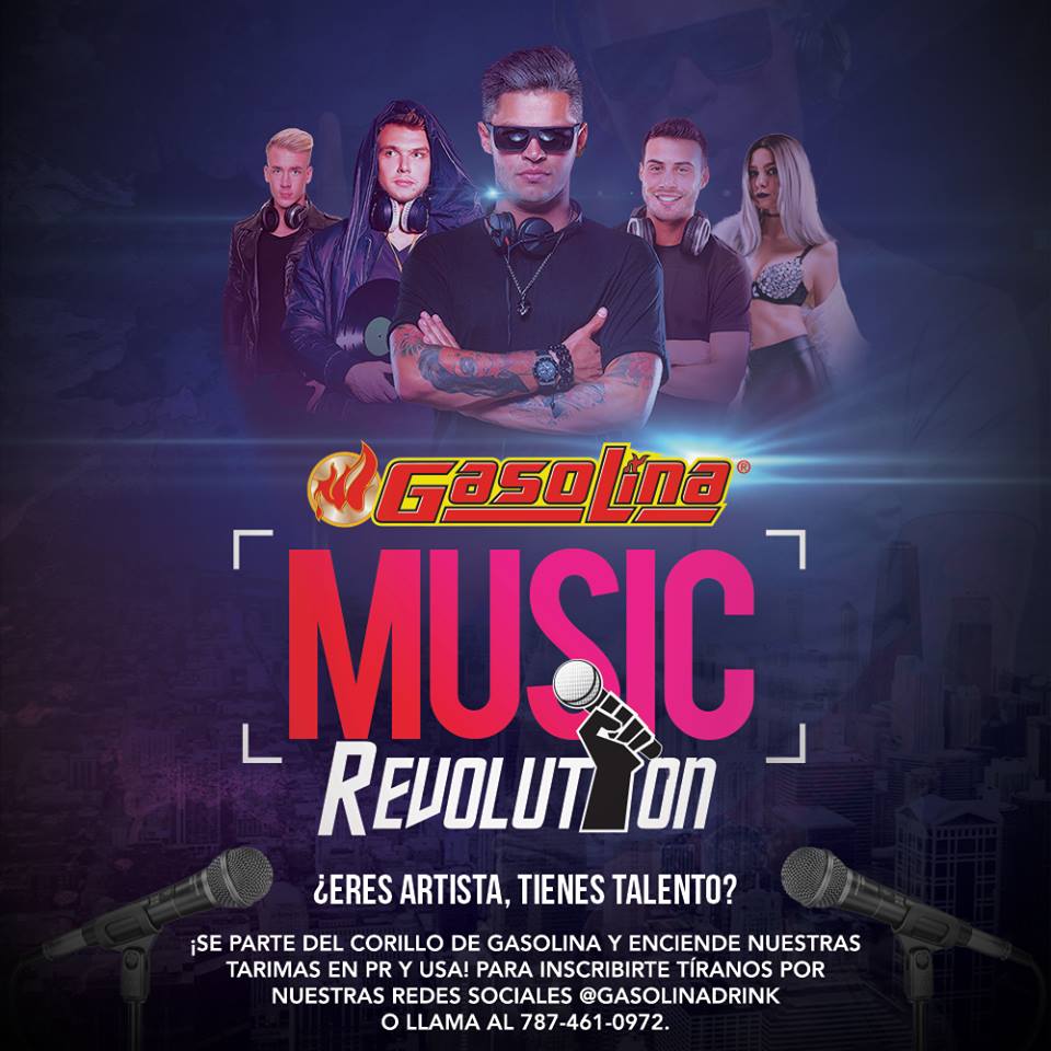 ¿Eres artista, tienes talento? ¿Quieres encender las tarimas de #Gasolina? Para inscribirte tíranos por nuestras redes sociales o llama al 787-461-0972. #GasolinaMusicRevolution 🎤