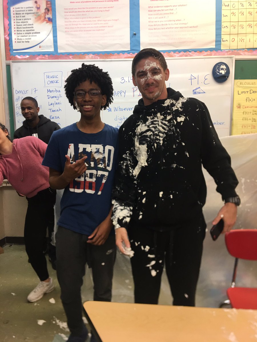 ACE_HS_Brooklyn's tweet photo. Today ACE celebrated Pi Day 3.14! Students competed in a pie eating contest and solved math problems for the chance to throw a pie at their beloved teachers!!  Another great day at ACE!!  Thank you to our teachers for being such great sports for our students! https://t.co/zWMH67qGmf