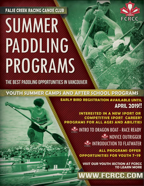 FCRCC's tweet photo. Our youth summer programs are now available for registration! Check out all the opportunities for youth 7-19 yrs old in #Outrigger, #Flatwater, and #DragonBoat! https://t.co/GERzkJhr38

#granvilleisland #falsecreek #Vancouver https://t.co/oe8192mSxr