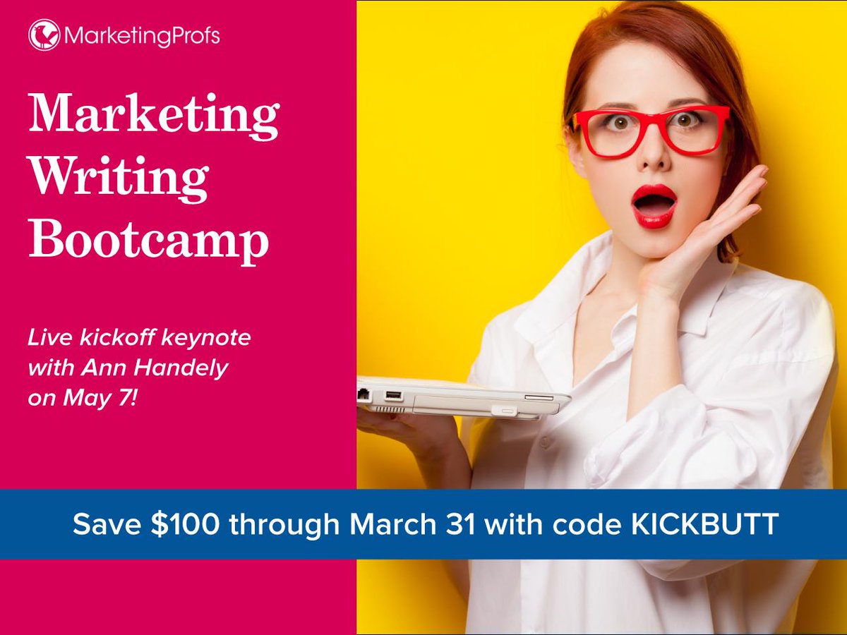 Get your ticket to Marketing Writing Bootcamp 2019: mprofs.com/m2b19soc It all kicks off on May 7 with a live keynote from our very own @MarketingProfs