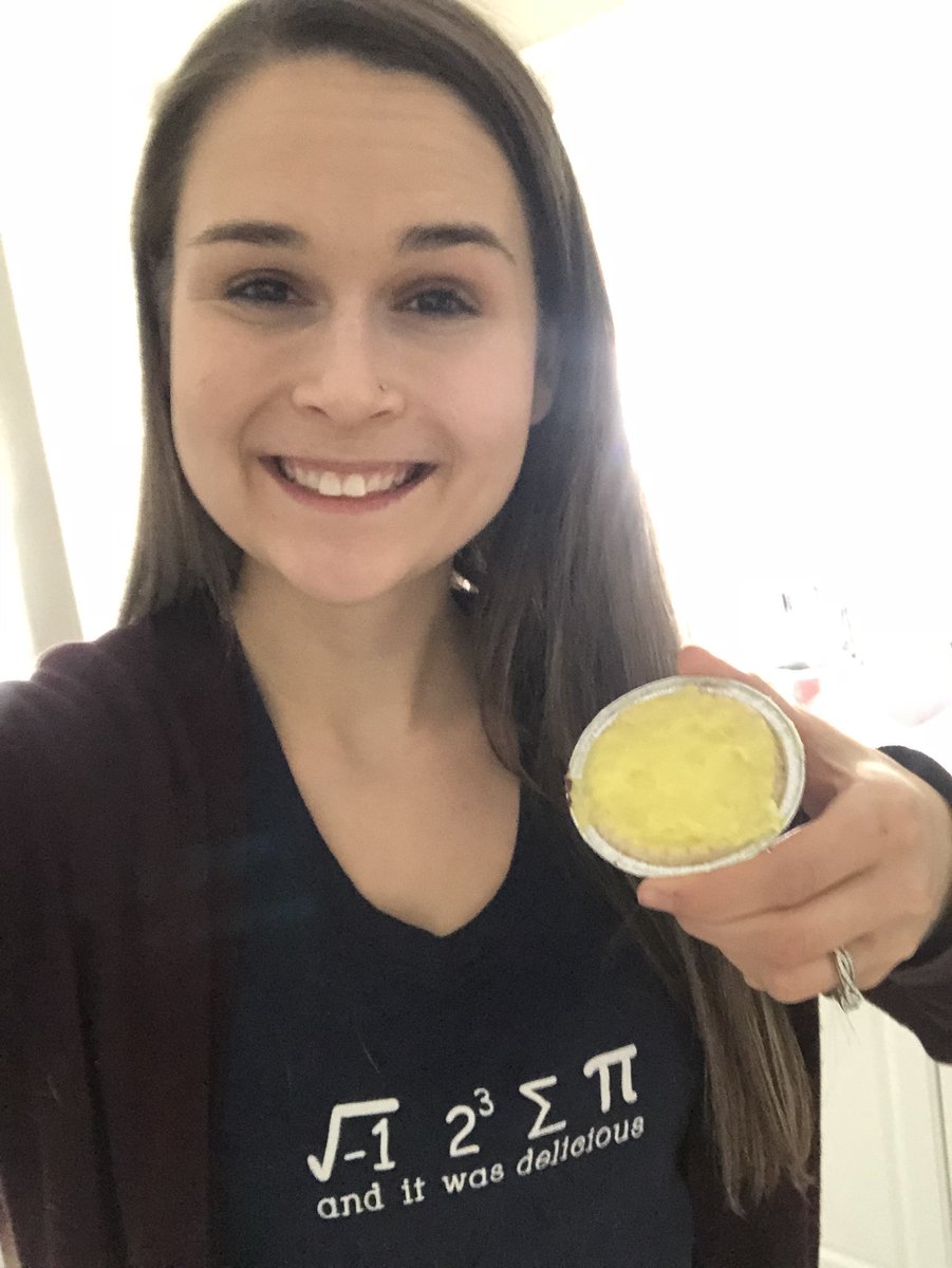 Mrs_Ingraham's tweet photo. As a math teacher Pi day is not complete without pie (or tarts) for your students and a nerdy Pi shirt 🙌🏻. Happy Pi day everyone! Also, free pie to anyone who can correctly read my shirt (without google) 😜. @GPCSD @StJoesCHS https://t.co/Bthqc500AK