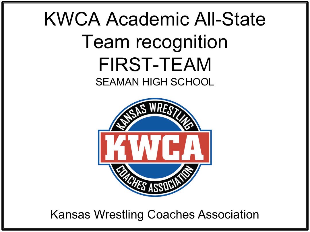 SeamanWrestling's tweet photo. Academic awards have been released by @kwcaonline. @SeamanWrestling qualified for First-Team as a team and put senior @jared_kerr_ and juniors Cam Smith, Ezra Shove, and Baily Meredith on First-Team individually. Congrats to all! https://t.co/6njtf4SxiL