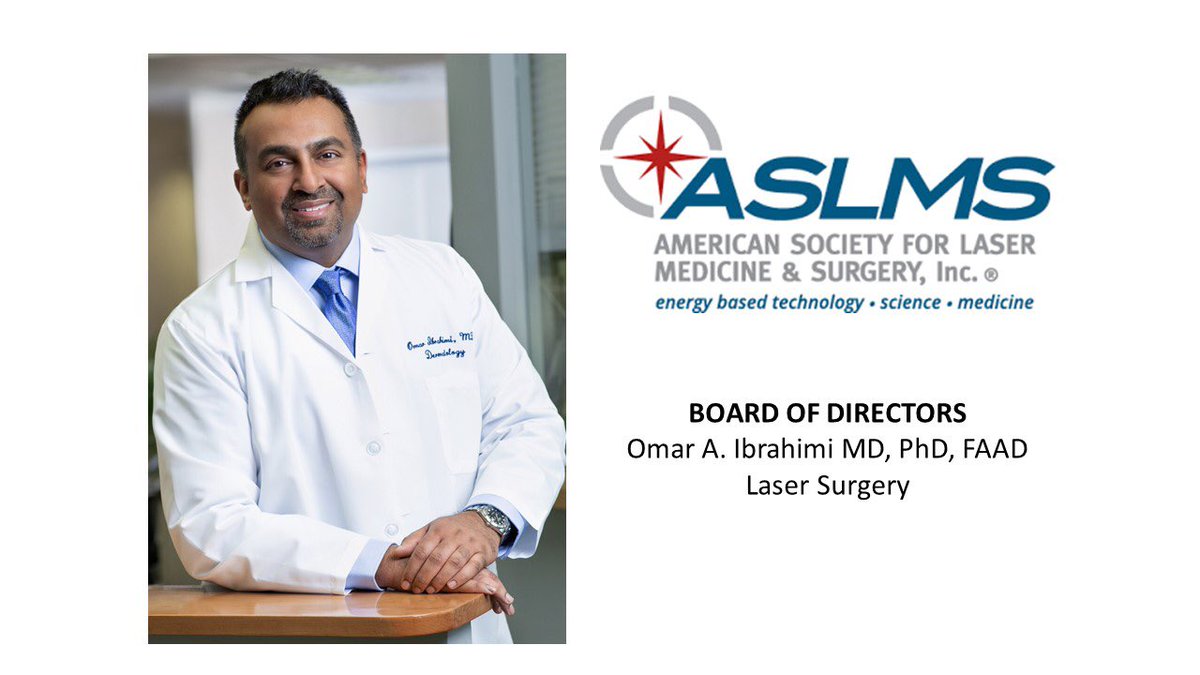 Congrats to Dr. Ibrahimi for being elected to the Board of Directors of the ASLMS, the world's largest professional organization dedicated to promoting research, education and high standards of clinical care in the field of medical laser and energy-based applications @aslmsedu