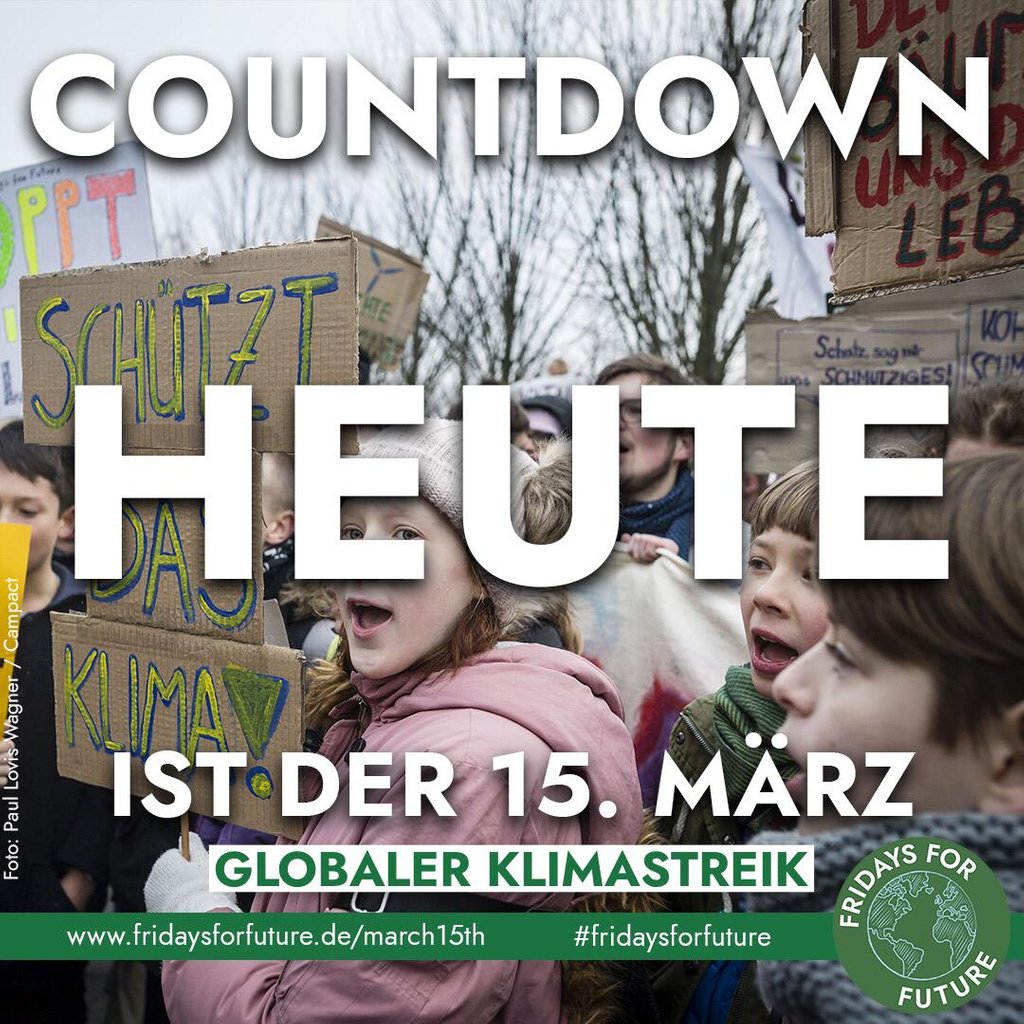 Heute ist es soweit, statt Schule oder Uni ist heute weltweit streiken angesagt. In mindestens 123 Ländern und über 2000 Städten auf dem ganzen Planeten.
Unterstütze uns mit einer Spende über http://Gofundme.com/fridaysforfuture …