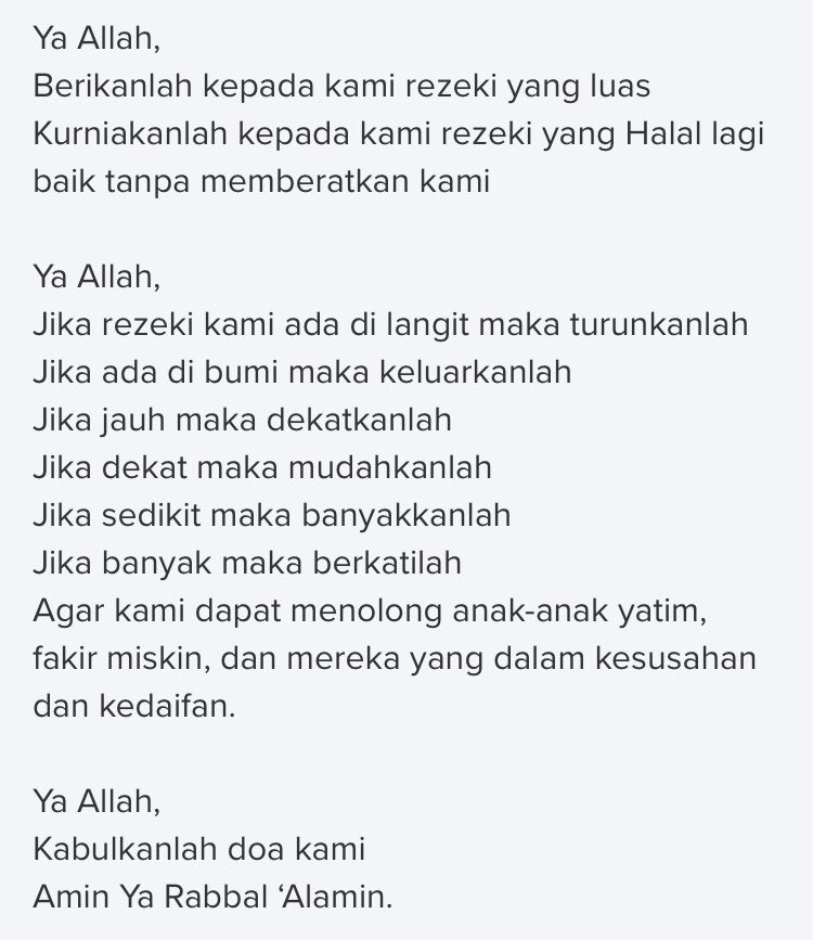 dimurahkan rezeki in english
