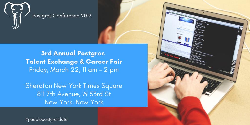postgresconf's tweet image. Seeking a job in #Postgres and related tech? Visit @postgresconf Career Fair on Friday, March 22 and meet reps from @awscloud, @PivotalData, @2ndQuad, @Azure, @GCPcloud, and more. Free pro headshots, speed mentoring and open to the public!
#peoplepostgresdata @amplifypostgres