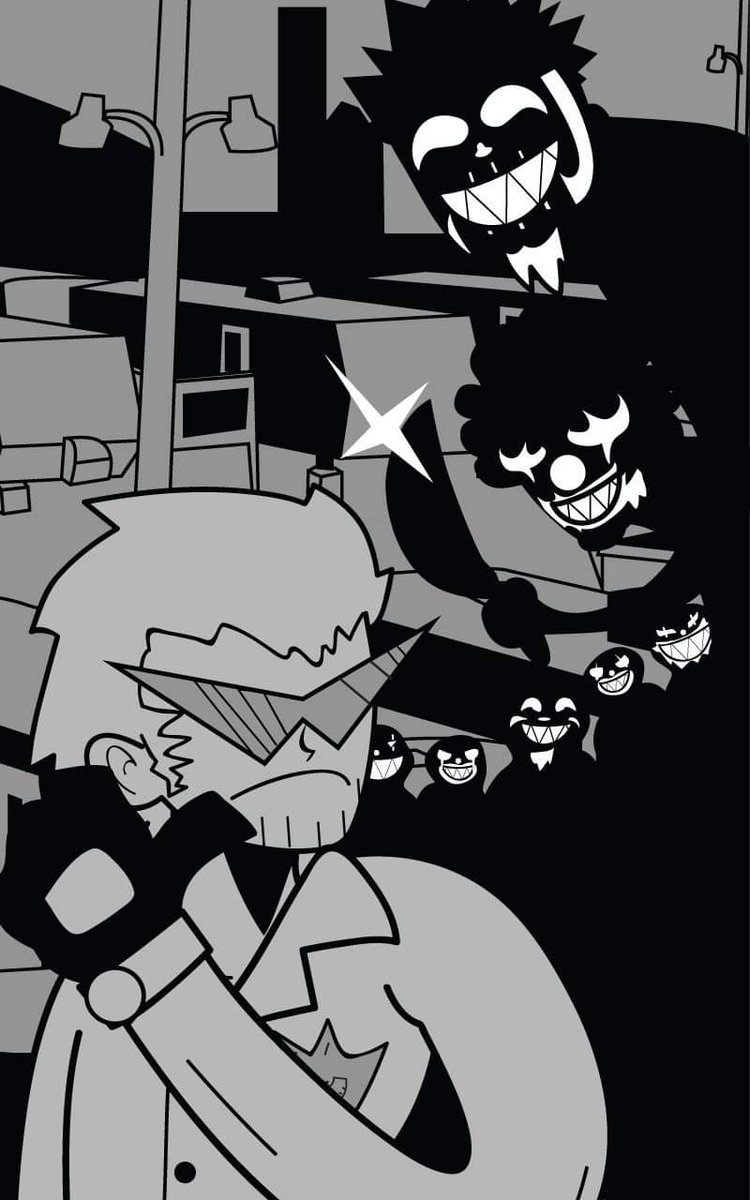 ChappiiART's tweet image. Fun fact about #projectstar! It was an idea that  came from a series I wanted to write called Excel Force. Two cops: Clyde Jaguar and Nick Danger are suspicious of corruption within West Cities elite police force, Excel Force! In Project Star, they&apos;re police that help Steven!