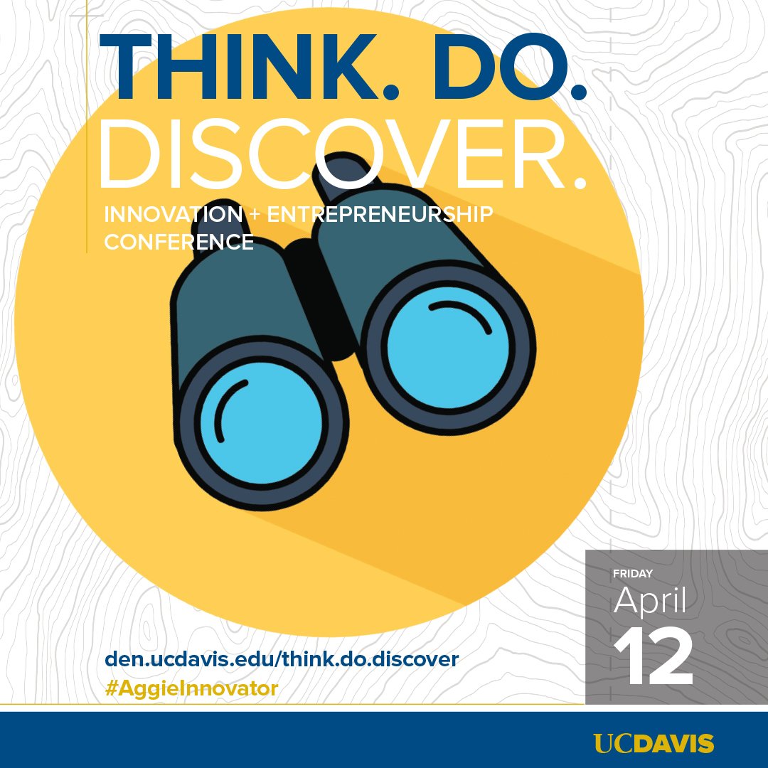 #AggieInnovator! Think. Do. Discover. Conference can help you build the skills to address challenges, offer solutions &amp; have a positive impact on the world. den.ucdavis.edu/think.do.disco… #innovationinaction <a href="/UCDavisICC/">UC Davis ICC</a> <a href="/UCDavisResearch/">UC Davis Research</a> <a href="/UC_Plasma/">UC_Plasma</a> <a href="/UCDavisResearch/">UC Davis Research</a>