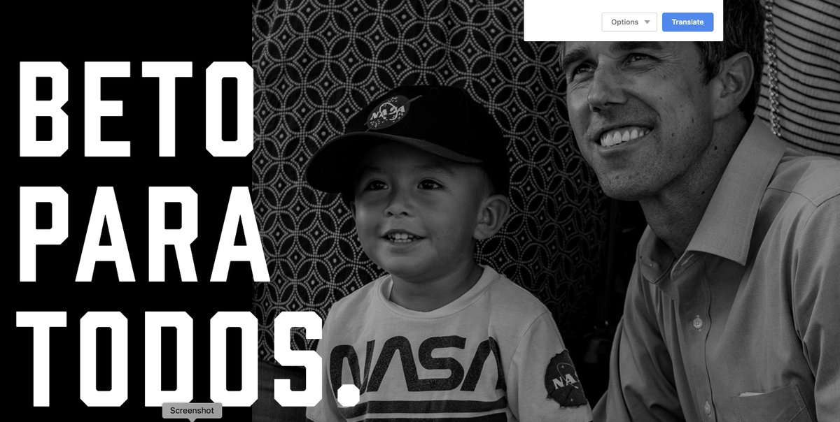Robert Francis O'Rourke aka Beto Spanish website: Beto Para Todos (Beto for all)